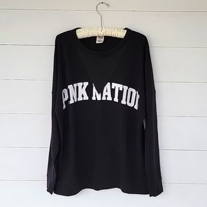 VICTORIA'S SECRET PINK NATION Black Crew Neck Size Medium Sweatshirt